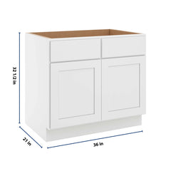 CNC Luxor White 36" W Removable Vanity Base Cabinet
