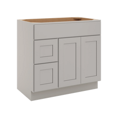 CNC Luxor Misty Grey 36" W Double Door 2 Drawers Left Vanity Sink Base Cabinet