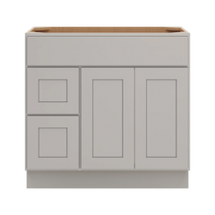 CNC Luxor Misty Grey 36" W Double Door 2 Drawers Left Vanity Sink Base Cabinet