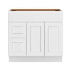 CNC Luxor White 36" W Double Door 2 Drawers Left Vanity Sink Base Cabinet