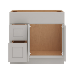 CNC Luxor Misty Grey 36" W Double Door 2 Drawers Left Vanity Sink Base Cabinet