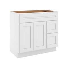 CNC Luxor 5-Piece White 36" W Double Door 2 Drawers Right Vanity Sink Base Cabinet