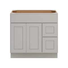 CNC Luxor Misty Grey 36" W Double Door 2 Drawers Right Vanity Sink Base Cabinet