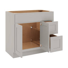 CNC Luxor Misty Grey 36" W Double Door 2 Drawers Right Vanity Sink Base Cabinet