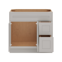 CNC Luxor 5-Piece Misty Grey 36" W Double Door 2 Drawers Right Vanity Sink Base Cabinet