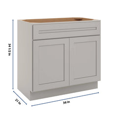 CNC Luxor 5-Piece Misty Grey 36" W X 34 1/2" H X 21" D Double Door Vanity Sink Base Cabinet