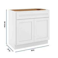 CNC Luxor 5-Piece White 36" W X 34 1/2" H X 21" D Double Door Vanity Sink Base Cabinet