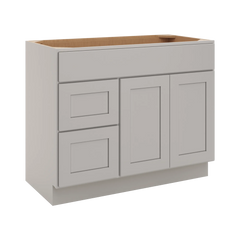 CNC Luxor Misty Grey 42" W Double Door 2 Drawers Left Vanity Sink Base Cabinet
