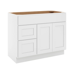 CNC Luxor White 42" W Double Door 2 Drawers Left Vanity Sink Base Cabinet