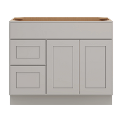 CNC Luxor Misty Grey 42" W Double Door 2 Drawers Left Vanity Sink Base Cabinet