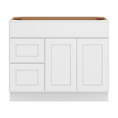 CNC Luxor White 42" W Double Door 2 Drawers Left Vanity Sink Base Cabinet