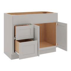 CNC Luxor Misty Grey 42" W Double Door 2 Drawers Left Vanity Sink Base Cabinet
