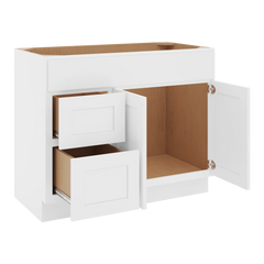 CNC Luxor White 42" W Double Door 2 Drawers Left Vanity Sink Base Cabinet