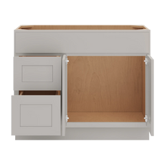 CNC Luxor Misty Grey 42" W Double Door 2 Drawers Left Vanity Sink Base Cabinet