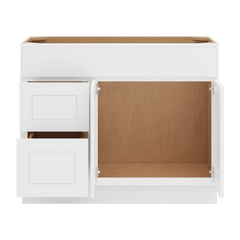 CNC Luxor White 42" W Double Door 2 Drawers Left Vanity Sink Base Cabinet
