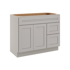 CNC Luxor 5-Piece Misty Grey 42" W Double Door 2 Drawers Right Vanity Sink Base Cabinet