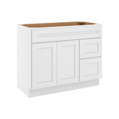 CNC Luxor 5-Piece White 42" W Double Door 2 Drawers Right Vanity Sink Base Cabinet