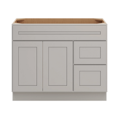 CNC Luxor 5-Piece Misty Grey 42" W Double Door 2 Drawers Right Vanity Sink Base Cabinet