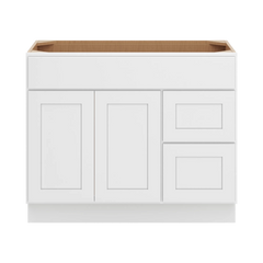 CNC Luxor White 42" W Double Door 2 Drawers Right Vanity Sink Base Cabinet