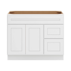 CNC Luxor 5-Piece White 42" W Double Door 2 Drawers Right Vanity Sink Base Cabinet