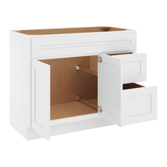 CNC Luxor 5-Piece White 42" W Double Door 2 Drawers Right Vanity Sink Base Cabinet