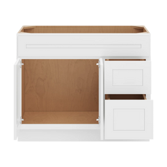CNC Luxor 5-Piece White 42" W Double Door 2 Drawers Right Vanity Sink Base Cabinet