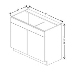 CNC Concord Elegant White 42" W x 34 1/2" H X 21" D Double Door Vanity Sink Base Cabinet