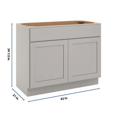 CNC Luxor Misty Grey 42" W X 34 1/2" H X 21" D Double Door Vanity Sink Base Cabinet
