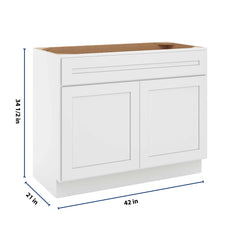 CNC Luxor 5-Piece White 42" W X 34 1/2" H X 21" D Double Door Vanity Sink Base Cabinet