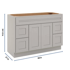 CNC Luxor 5-Piece Misty Grey 48" W Double Door 4 Drawers Vanity Sink Base Cabinet