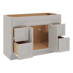 CNC Luxor 5-Piece Misty Grey 48" W Double Door 4 Drawers Vanity Sink Base Cabinet