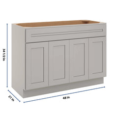 CNC Luxor 5-Piece Misty Grey 48" W Four Door Vanity Sink Base Cabinet