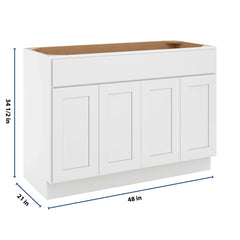 CNC Luxor White 48" W Four Door Vanity Sink Base Cabinet
