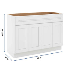 CNC Luxor 5-Piece White 48" W Four Door Vanity Sink Base Cabinet