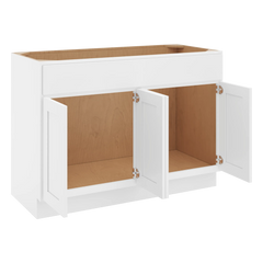 CNC Luxor White 48" W Four Door Vanity Sink Base Cabinet