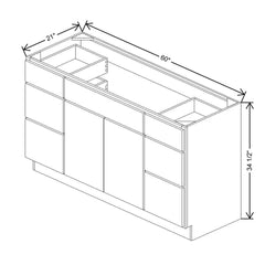 CNC Luxor 5-Piece Harvest 60" W Vanity Drawer Single Sink Base Cabinet