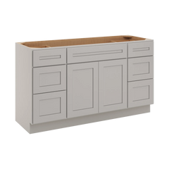 CNC Luxor 5-Piece Misty Grey 60" W Vanity Drawer Single Sink Base Cabinet