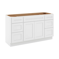 CNC Luxor 5-Piece White 60" W Vanity Drawer Single Sink Base Cabinet