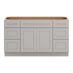 CNC Luxor 5-Piece Misty Grey 60" W Vanity Drawer Single Sink Base Cabinet