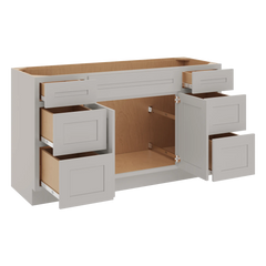 CNC Luxor 5-Piece Misty Grey 60" W Vanity Drawer Single Sink Base Cabinet