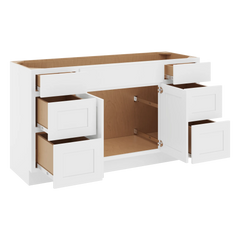CNC Luxor White 60" W Vanity Drawer Single Sink Base Cabinet