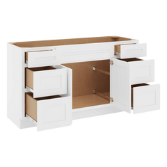 CNC Luxor 5-Piece White 60" W Vanity Drawer Single Sink Base Cabinet