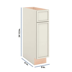 Modernform Cabinet Slim Dove White 09" W X 34 1/2" H X 21" D Base 1 Door/1 Drawer