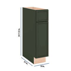 Modernform Cabinet Slim Sage Green 09" W X 34 1/2" H X 21" D Base 1 Door/1 Drawer