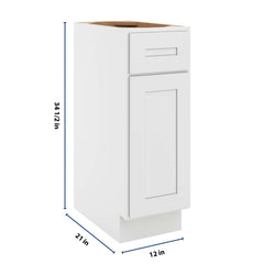 CNC Luxor 5-Piece White 12" W Single Door Vanity Base Cabinet