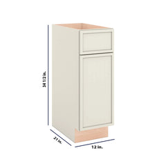 Modernform Cabinet Slim Dove White 12" W X 34 1/2" H X 21" D Base 1 Door/1 Drawer
