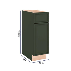 Modernform Cabinet Slim Sage Green 12" W X 34 1/2" H X 21" D Base 1 Door/1 Drawer