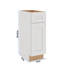 Modernform Cabinet White Shaker 12" W X 34 1/2" H X 21" D Base 1 Door/1 Drawer
