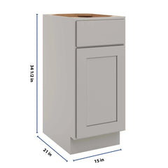 CNC Luxor Misty Grey 15" W Single Door Vanity Base Cabinet