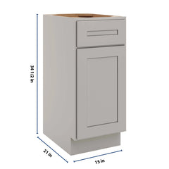 CNC Luxor 5-Piece Misty Grey 15" W Single Door Vanity Base Cabinet